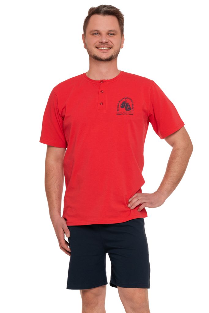 Herren Schlafanzug Kurze Ärmel Knielange Shorts Bequeme Baumwolle Moray M
