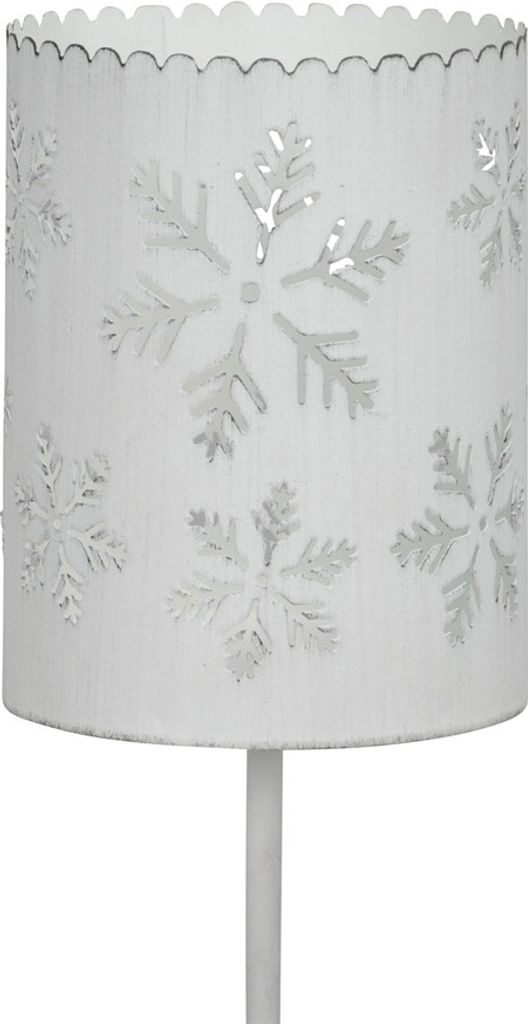 Windlichtstecker SNOWFLAKES weiß shabby chic 10cm Metallwindlicht Schneeflocken
