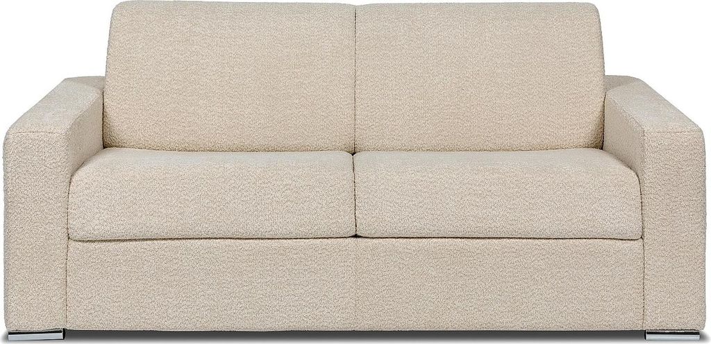 Schlafsofa mit Matratze 3-Sitzer - Liegefläche Lattenrost mit breiten Latten 140 cm - Matratze 22 cm mit Memory Schaum - Bouclé-Stoff - Beige - C...