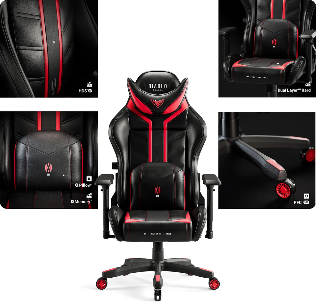Siège Gaming 4D Diablo X-Ray Design Ergonomique et Dossier Inclinable - 3
