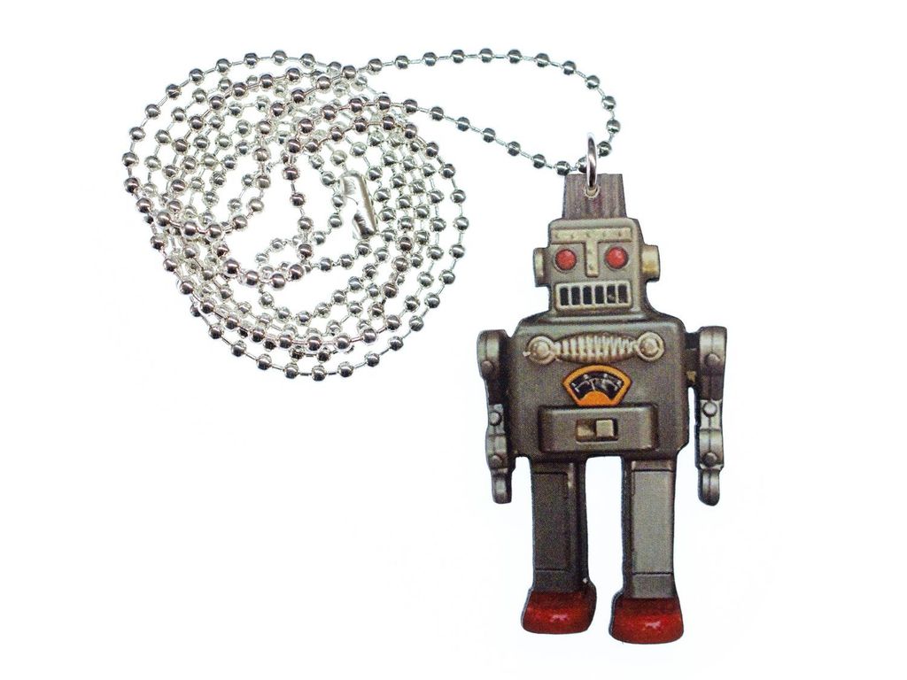 Roboter Halskette Kette Miniblings Android Holz gelasert Produktbild 