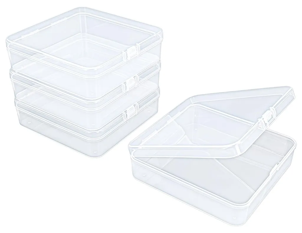 Boîte de Rangement Transparente Incassable avec Couvercle - Set de 4