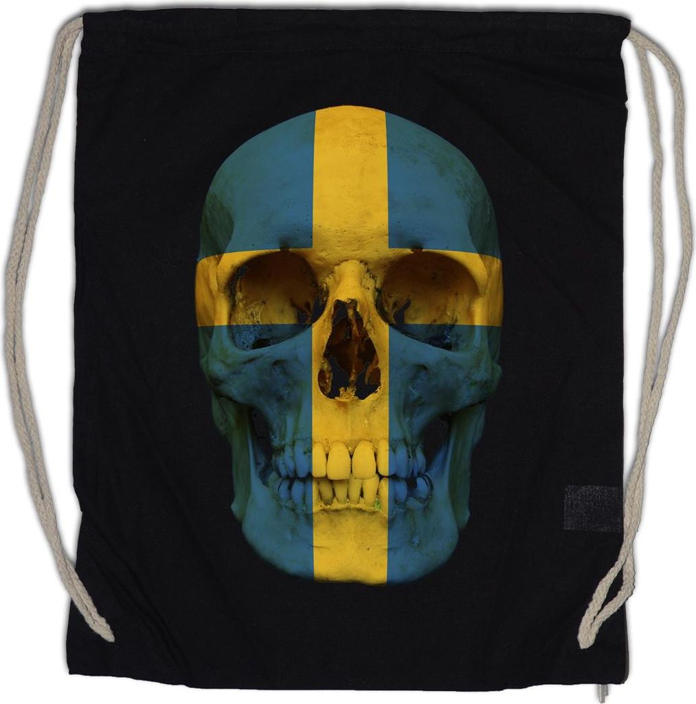 Urban Backwoods Classic Sweden Skull Flag, Turnbeutel, Farbe: Schwarz