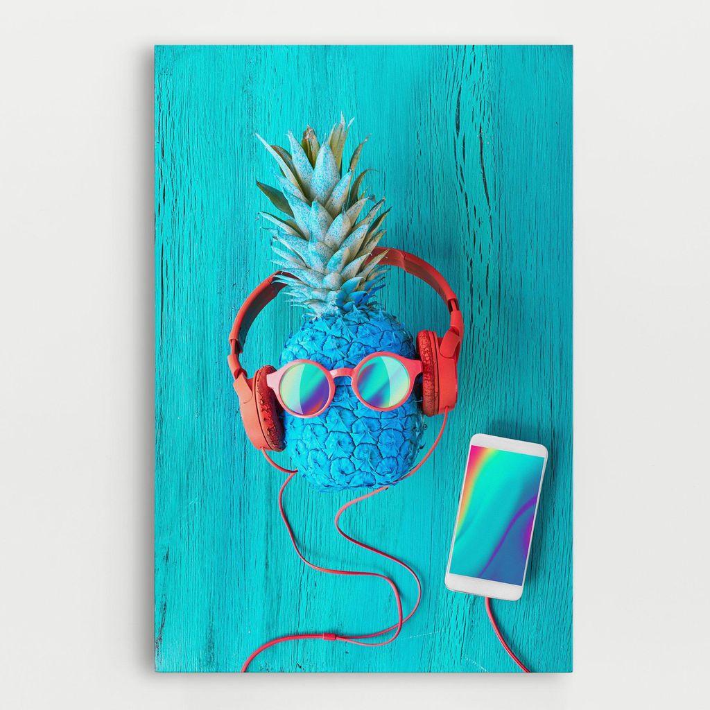 ARTHUB Leinwandbild 30x40 cm, Blue Pineapple | Wohnzimmerdekoration, Hängende Bilder, Wanddekoration, Heimdekoration, Landschaften, Sommer