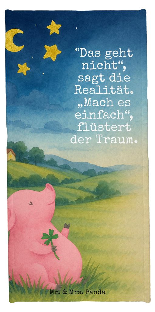 Mr. & Mrs. Panda Strandtuch Schwein Glück Design - Gelb Pastell - Geschenk, Glücksbringer, Sterne, Sport Handtuch, sporthandtuch, Träume, Lustig...
