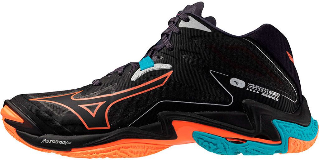 MIZUNOWAVE LIGHTNING Z8 MID, Black/Neon Flame/Peacock Blue, 40.0