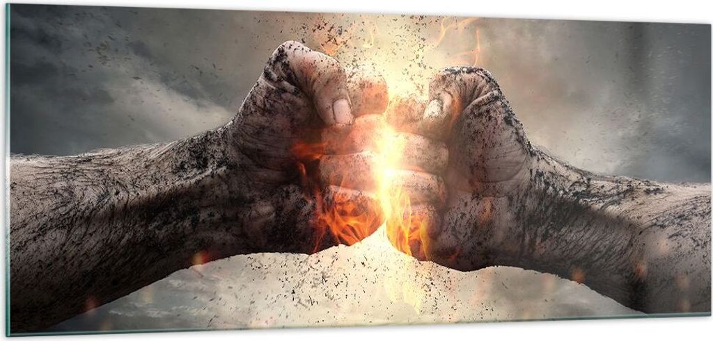 Bilder auf glas - Symbol faust kampf - 100x40cm - Produktbild 