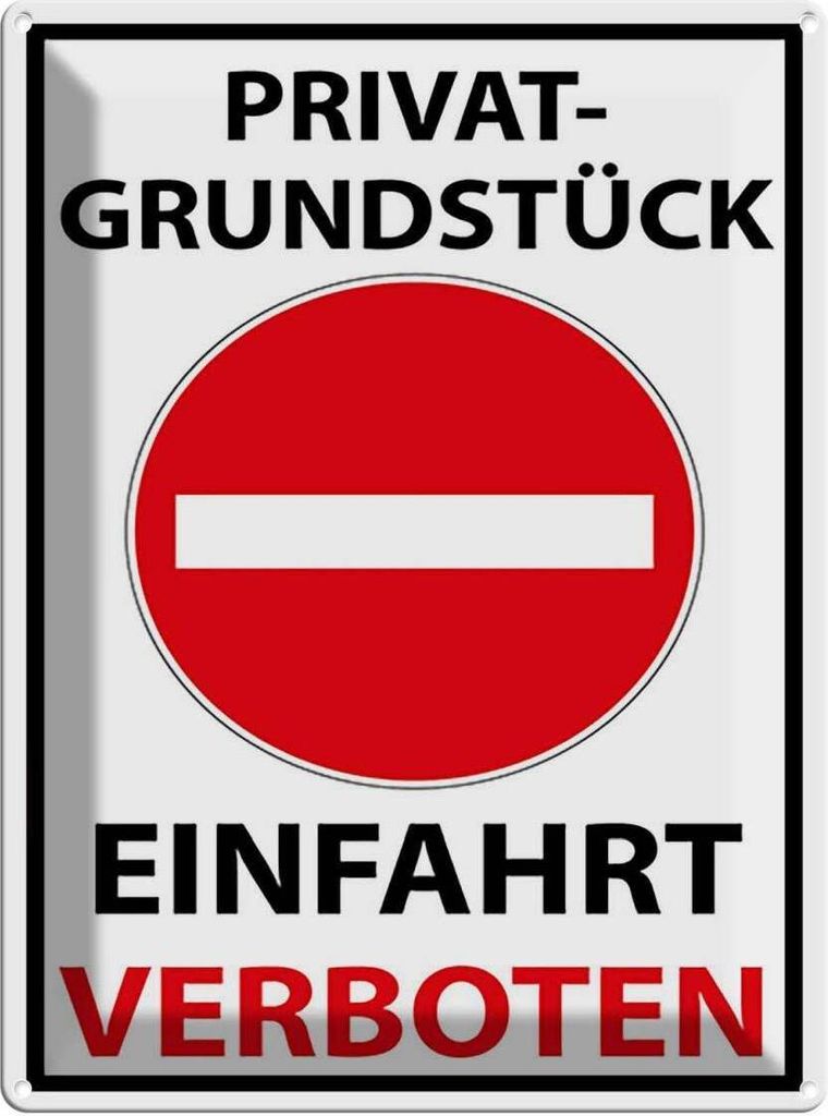 vianmo Blechschild 40x30 cm Privat Einfahrt verboten Produktbild 