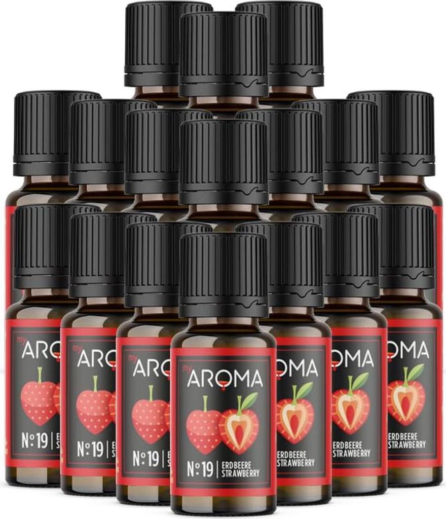myAROMA Flavour Drops Erdbeere – 17x10ml, Zuckerfrei & Vegan, für Backen und Drinks