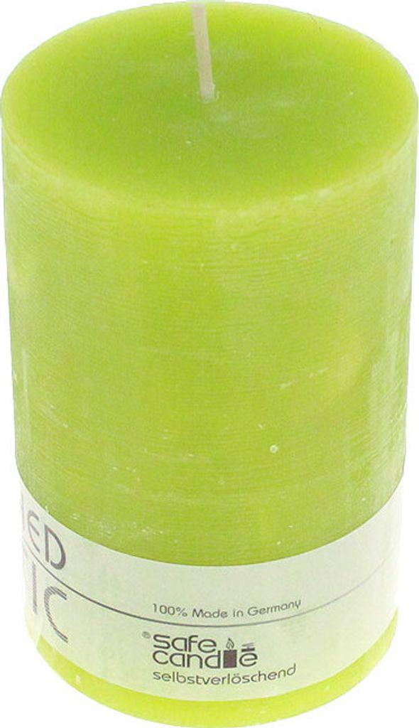 Kerze Rustic 140×70mm selbstverlöschend sichere Kerze Stumpenkerze Tischkerze, Farbe:limone