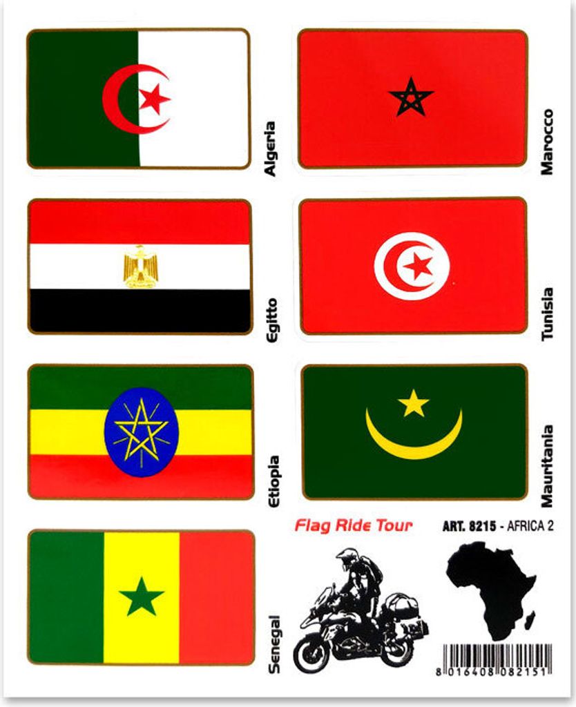 Aufkleber Sticker Flaggen Flag Ride Tour Afrika 2 für Koffer Moto