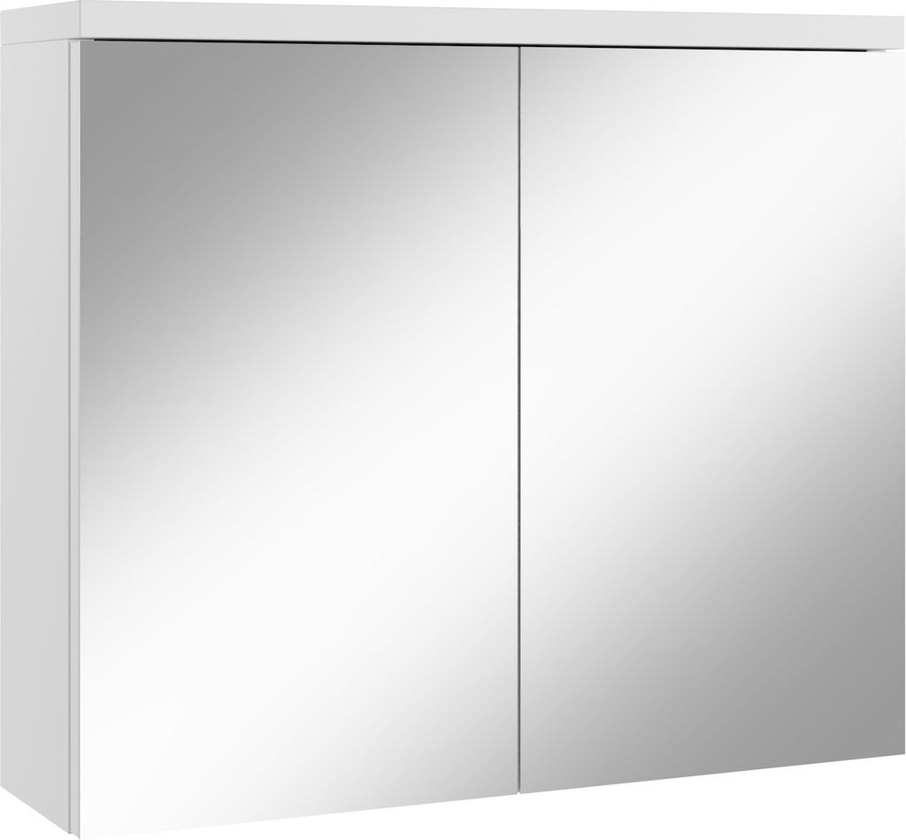 Badplaats Spiegelschrank Toledo 80 x 60 cm Weiß - Badezimmerschrank mit Spiegel und 2 Türen