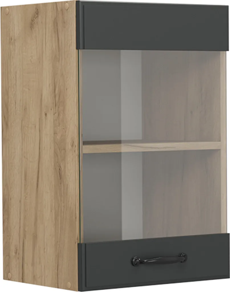 Meuble haut de cuisine vitré Vicco R-Line Anthracite style Campagne
