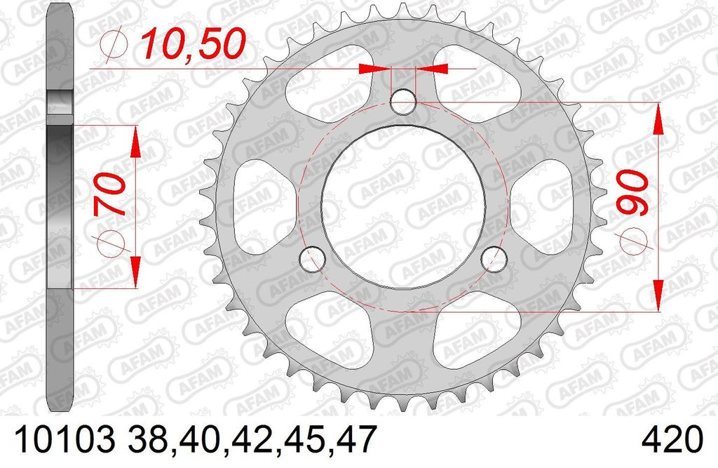 AFAM Standard Stahlritzel hinten 10103 - 420