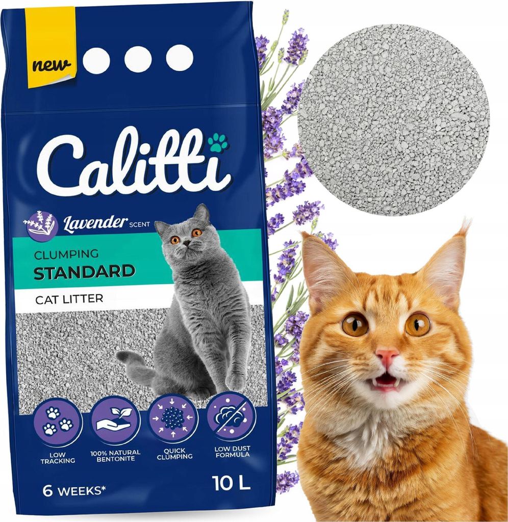 Bentonit-Klumpstreu für Katzen Calitti Lavendel 10L Produktbild 