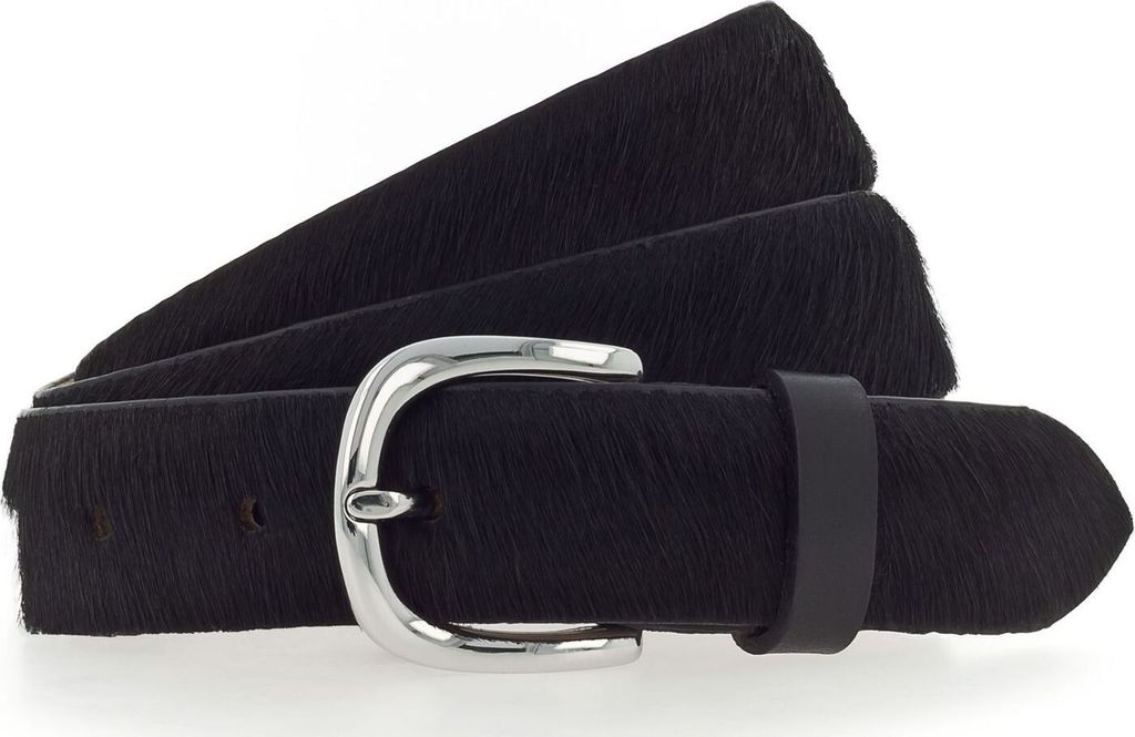 Vanzetti Leder Gürtel Animal Scouting 30mm Cambered Cow Fur Leather Belt W110 Black schwarz