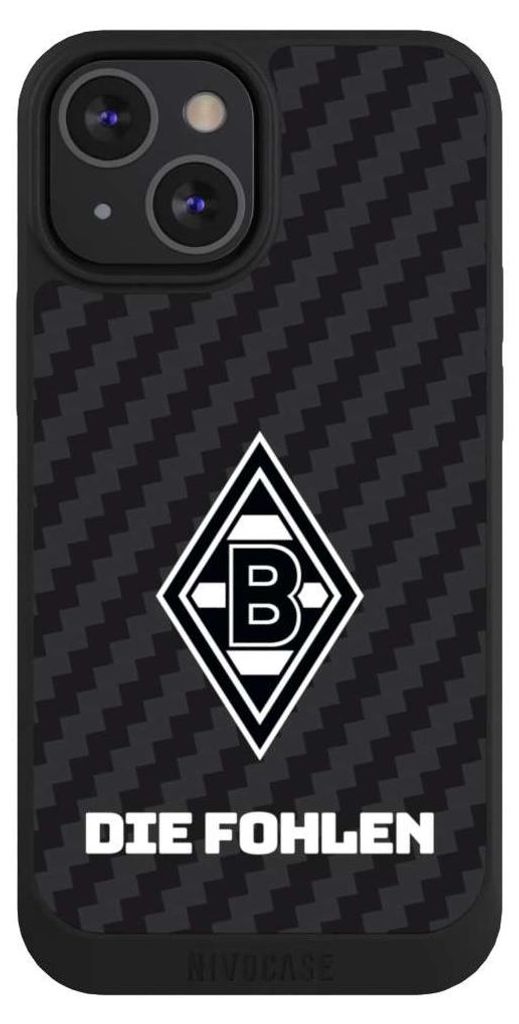 NIVOCASE Handyhülle für Apple iPhone 13 Mini Hülle NIVOpure Case Schwarz Borussia Mönchengladbach Carbon Gladbach
