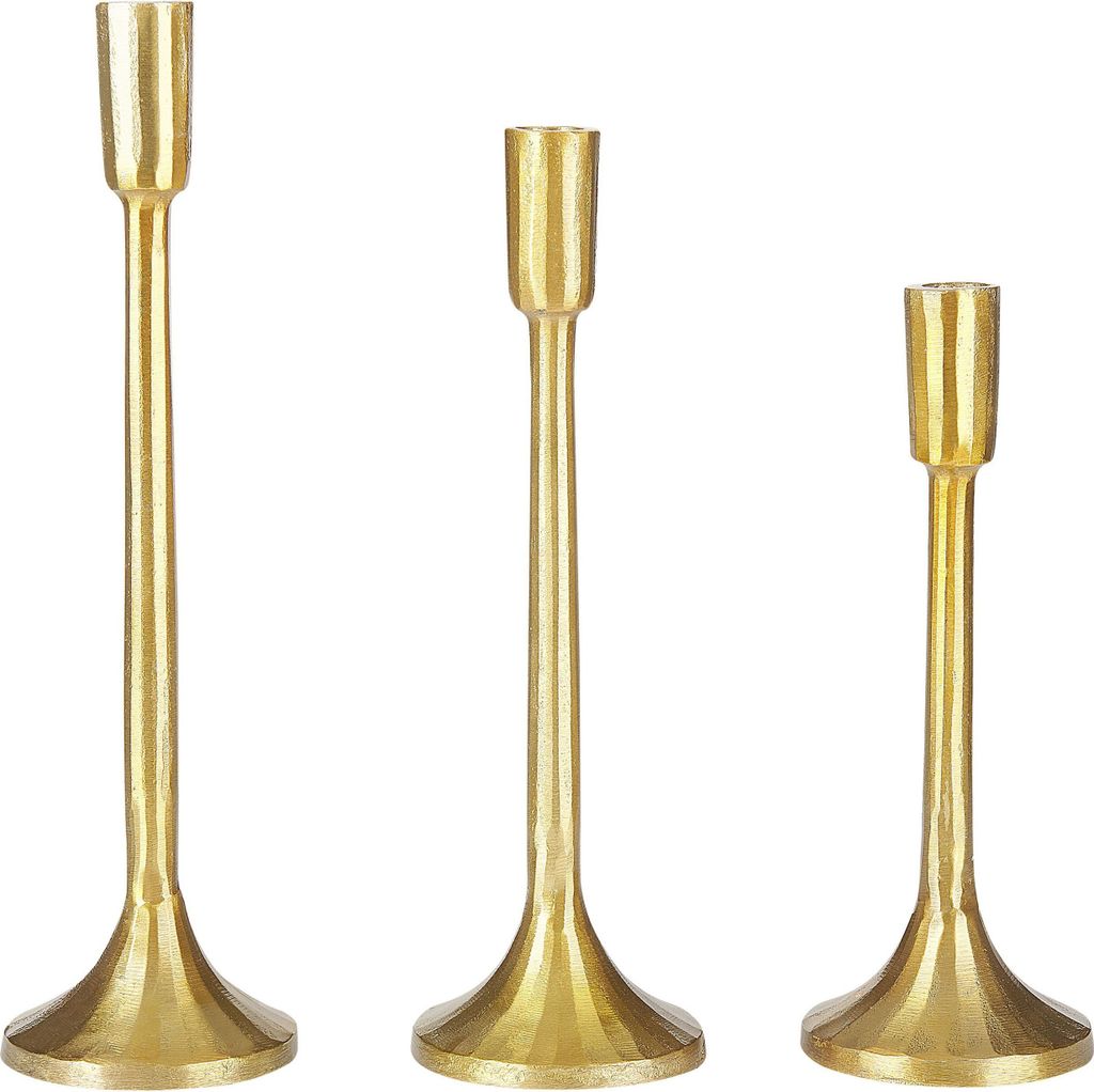 BELIANI Kerzenständer 3er Set Gold Aluminium Glamour Design Handgefertigt Tischdeko Accessoire Dekoartikel Deko Haushalt & Wohnen