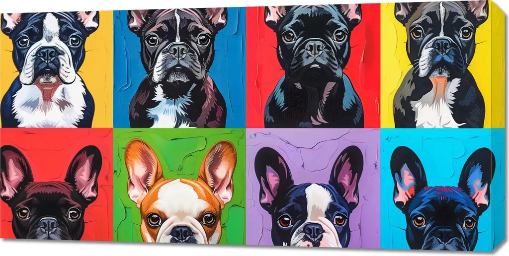 Grand Tableau 100x50 cm Bouledogues Français - Impression Haute Qualité