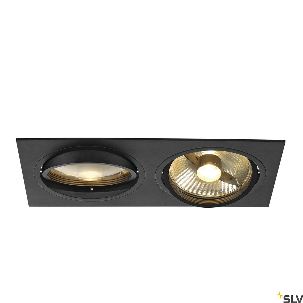Nuova Tria 300 ES111 GU10 Plafoniera Incasso 2 Luci Nera Orientabile - 1