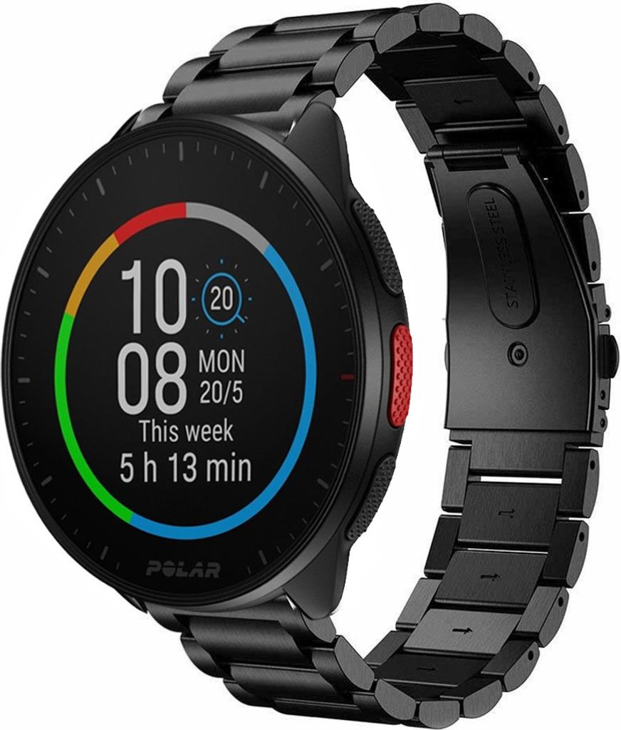 Strap-it Stahlarmband - Kompatibel mit Polar Pacer Armband Ersatzarmband Edelstahl Armband mit faltschließe Sportuhr zubehör für smartwatch 20mm...