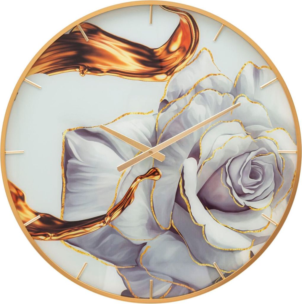 Mauro Ferretti Wanduhr Glas Rose Ø 60x5 cm mehrfarbig