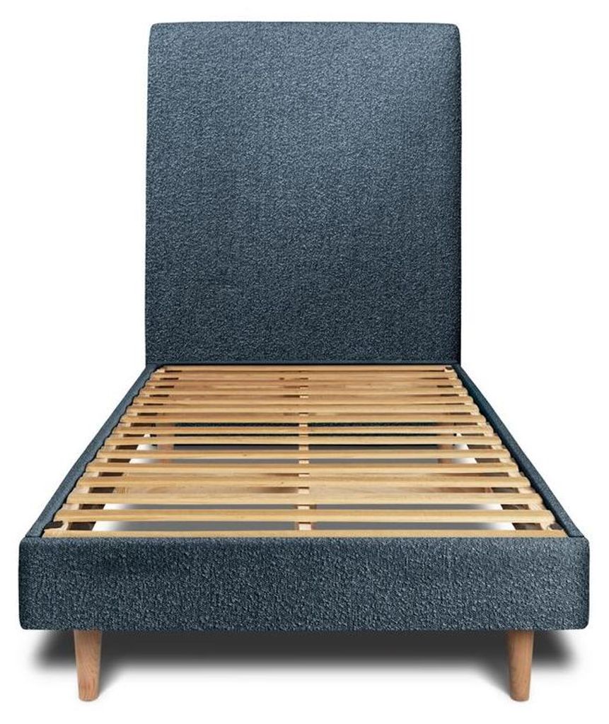 Bett mit gepolstertem Kopfteil – Bouclé-Stoff - 90x200 cm