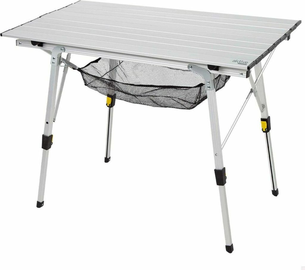 AKTIVE Klapptisch, 90 x 51 x 45/70 cm, Teleskopbeine, Anti-Rutsch-Stopper, Tischplatte und Gestell aus Aluminium de, Tragkraft 30 kg, abnehmbares N...