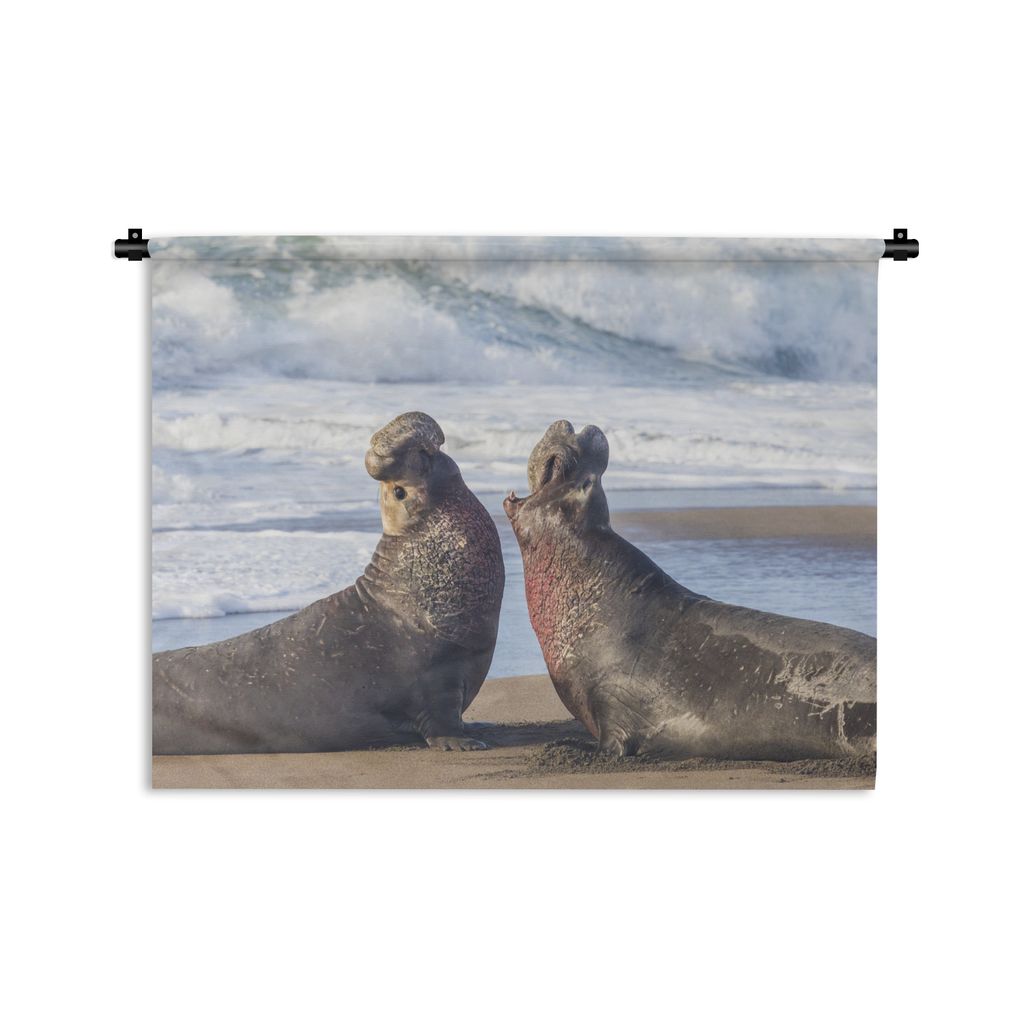 MuchoWow Wandteppich Wandbehang Seekuh - Strand - Sand 60x45 cm Tapisserie Dekoration Wandtuch - Das Schlafzimmer