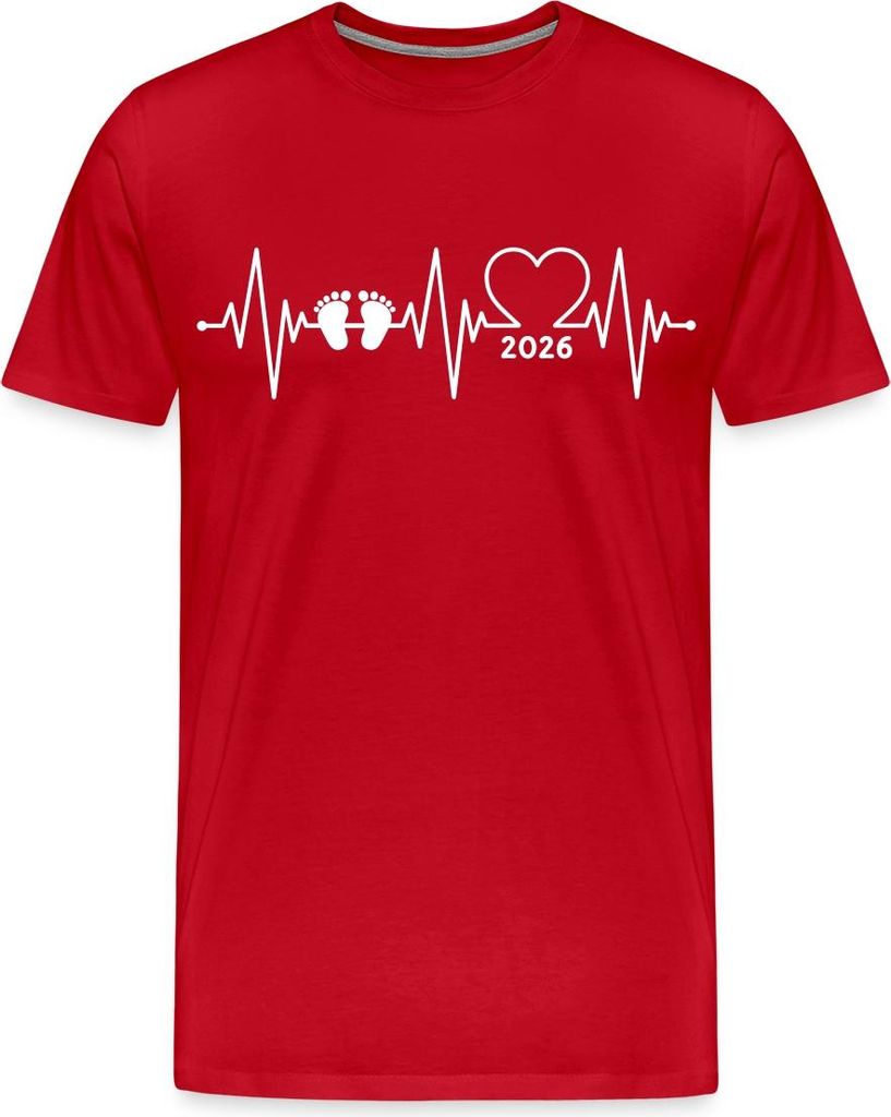 Spreadshirt Baby 2026 EKG Herzschlag Männer Premium T-Shirt, L, Rot