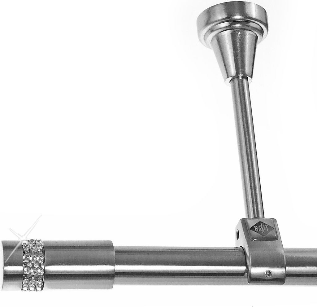 Gardinenstange mit Deckenhalterung I Metall Edelstahl Look 1-läufig Ø20mm D51 R