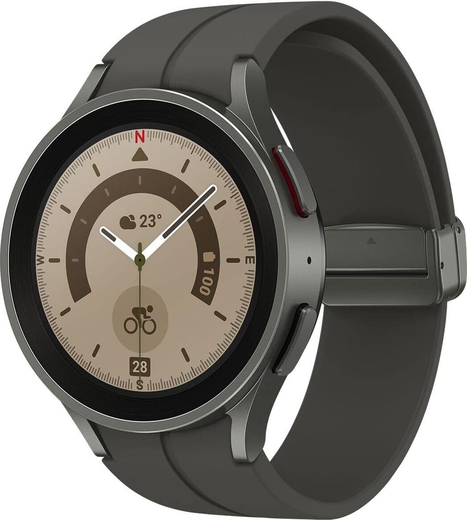 Samsung Galaxy Watch5 Pro 45 -mm Titan Smartwatch, Gesundheitsverfolger, langer Akku, Bluetooth, 1 Jahr Extender - FR Version
