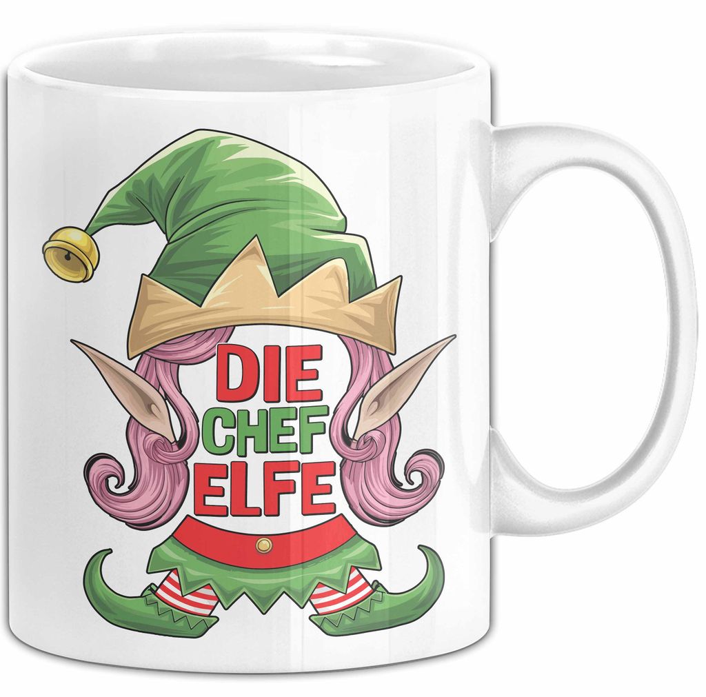 Chefin Tasse Geschenk Die Chef Elfe Geschenkidee Zu Weihnachten Für Chefin Kaffee-Becher (Weiß)