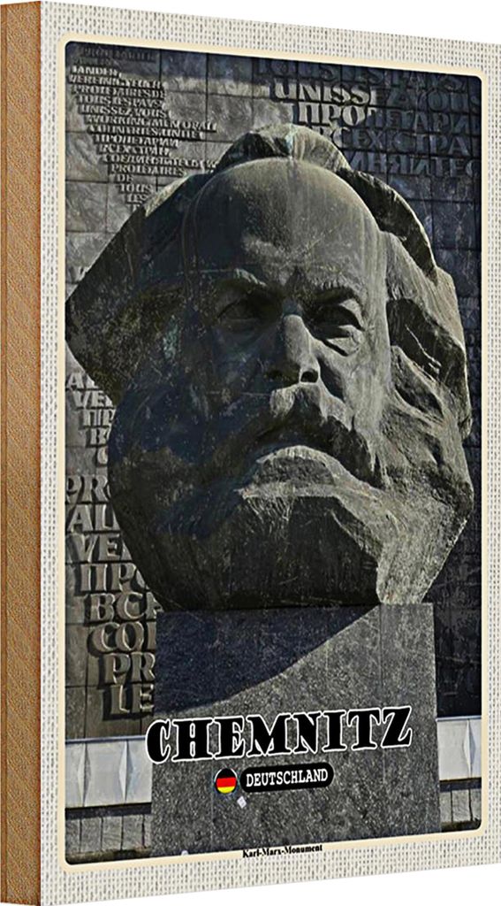 Holzschild Städte Chemnitz Karl-Marx-Monument 20x30cm