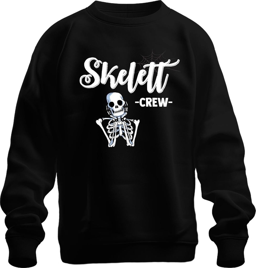 Skelett Crew Halloween Totenkopf Gruselig Gothic Retro Party Uni Sweatshirt Pullover, Schwarz, XL