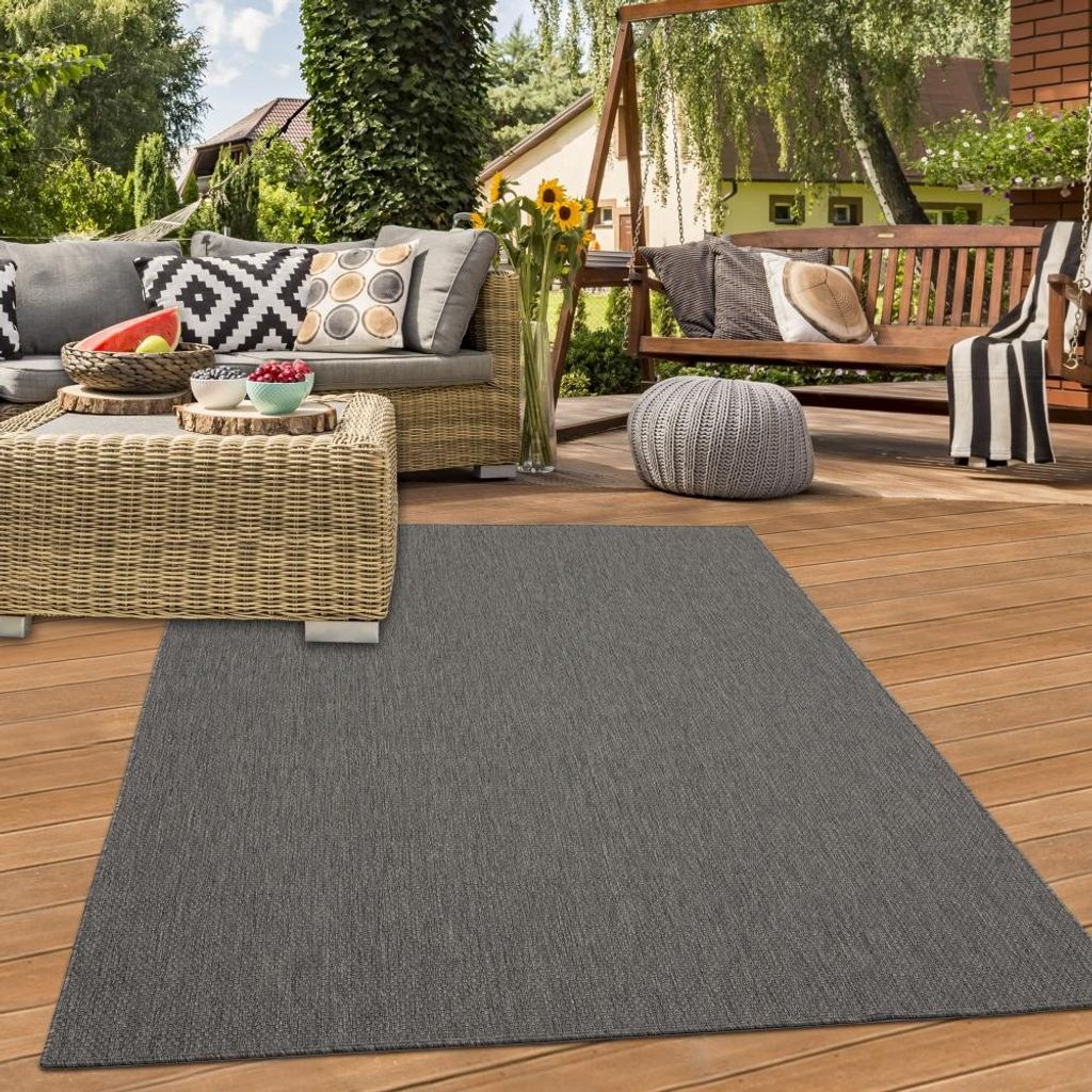 Klassisch-moderner Sisal Teppich In- & Outdoor in anthrazit Größe - 160 x 220 cm