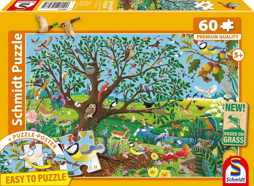 60 Teile Schmidt Spiele Kinder Puzzle Tiere im Garten 56573