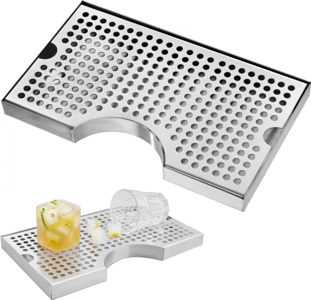 304 Edelstahl-Tropfschale - Bierabtropfschale mit 4 Rutschfesten Gummipads & Abnehmbarer Abdeckung - 300 x 180 x 25 mm - Bar-Tropfschale für Resta...