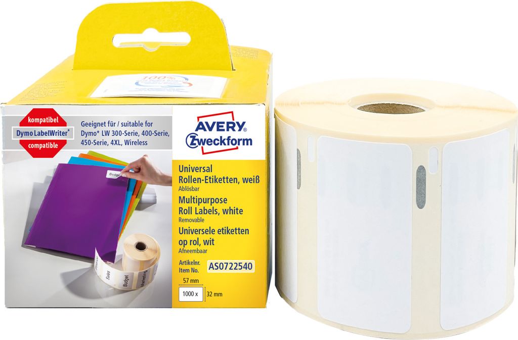 Avery Zweckform AS0722540, Rollen-Etiketten, 32 x 57  mm, Produktbild 