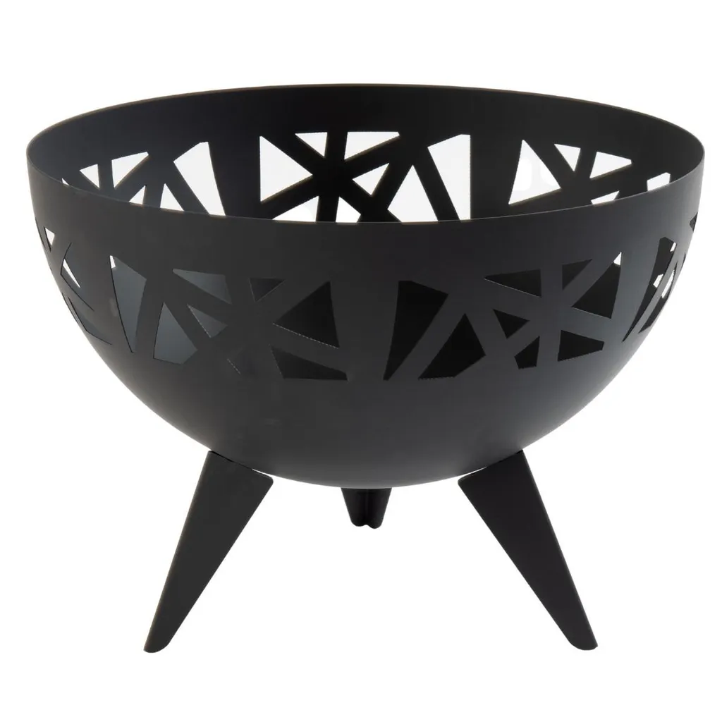 Brasero de jardin en acier noir mat Ø 58 cm au design moderne 3D robuste