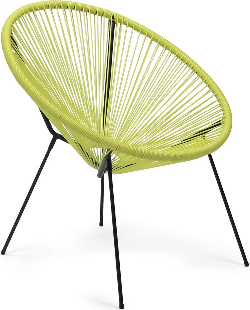 Fauteuil de Jardin Jaune Vintage en Acier et Résine PE Rebecca Mobili 80cm
