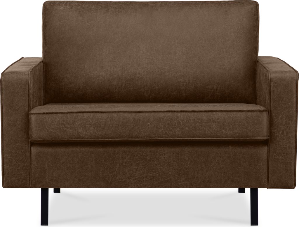 KONSIMO Breiter Sessel mit Armlehnen 1,5-Sitzer XL "INVIA", Dunkelbraun, Lederoptik-Stoff, Vintage, 116x87x98cm