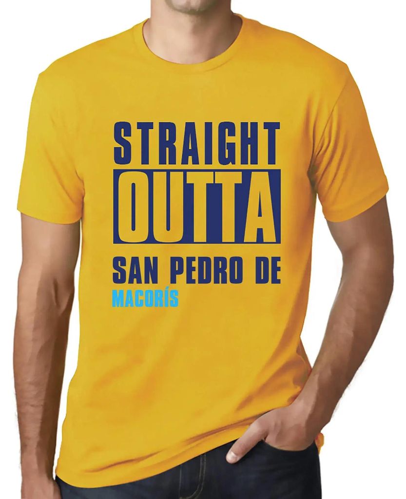 Herren Grafik T-Shirt Straight Outta San Pedro De Macorís Öko-Verantwortlich Vintage Jahrgang Kurzarm Lustige Druck Geburtstag Geschenk Mann
