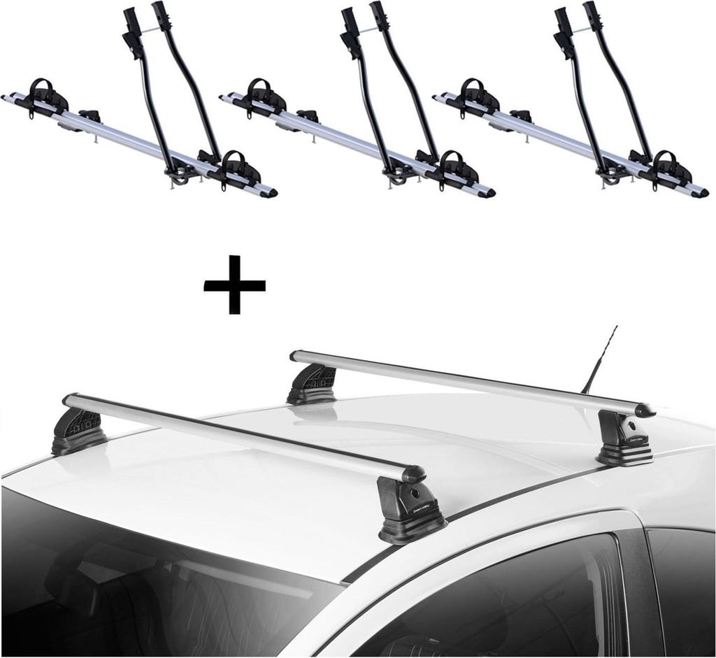 3x Fahrradträger SAGITTAR + Dachträger VDP EVO ALU kompatibel mit Mitsubishi Lancer (CY0-CX) 4-5 Türer ab 2008