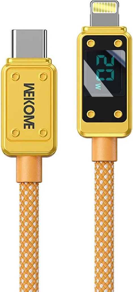 Wekome, USB-C Lightning Kabel 20W 1m Vanguard Serie LED Anzeige Schnell, Gold