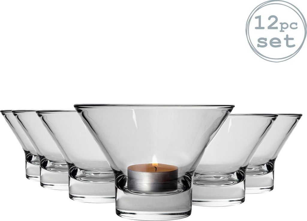Bormioli Rocco Ypsilon Teelichthalter aus Glas 130mm - 12er Pack
