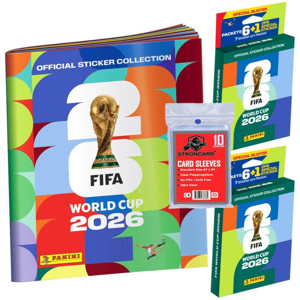 Fifa World Cup 2026 Sticker - WM Sammelsticker - 1 Album + 2 Blister + 10 STRONCARD Sleeves