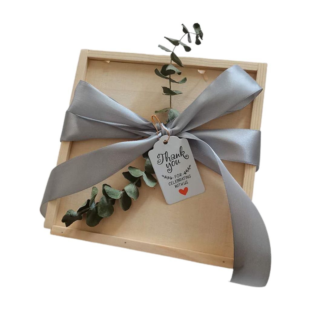 Schieberdeckel Geschenke Paket Box Quadrat Holz Hochzeit Favor Gift Wrap Box Desktop Dekor-Silber grau ,Größen:M