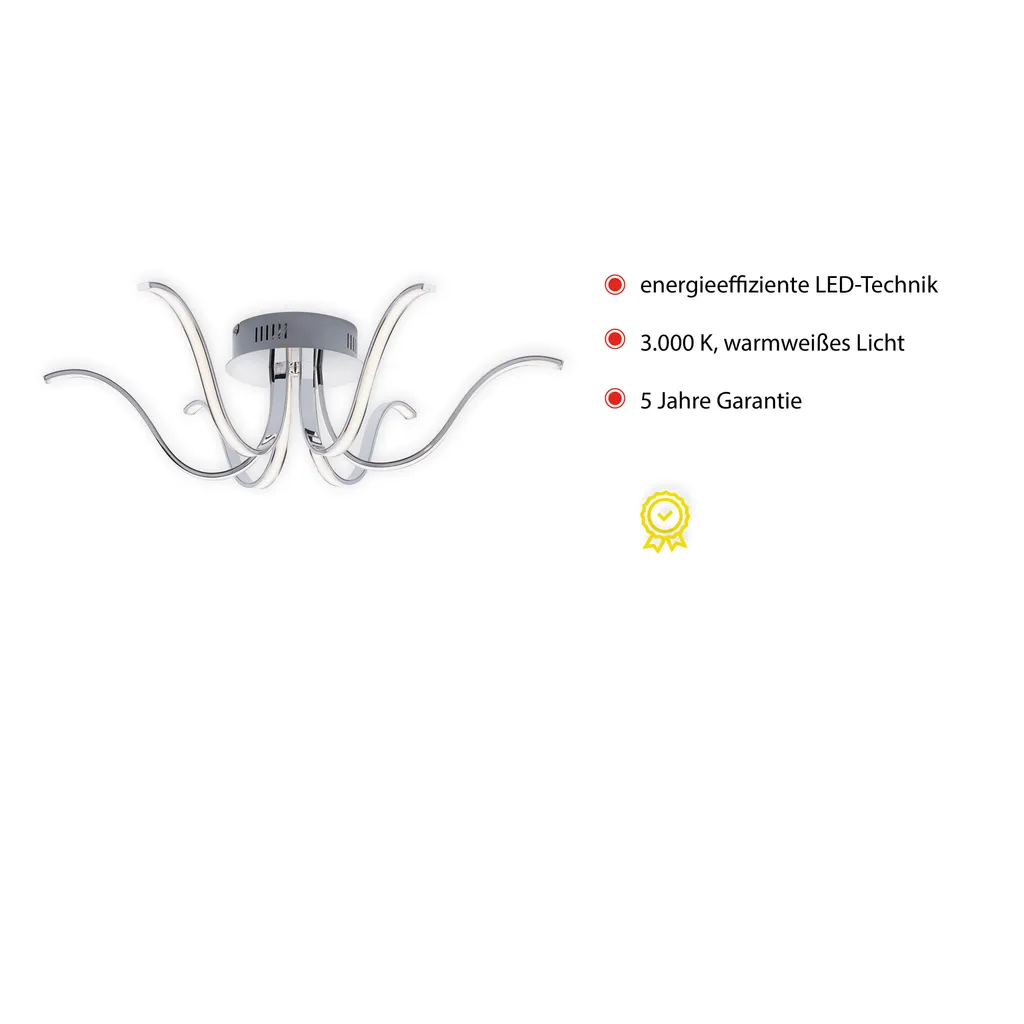 Plafonnier LED Design Courbe VALERIE en Métal, Éclairage 6 Branches - 25
