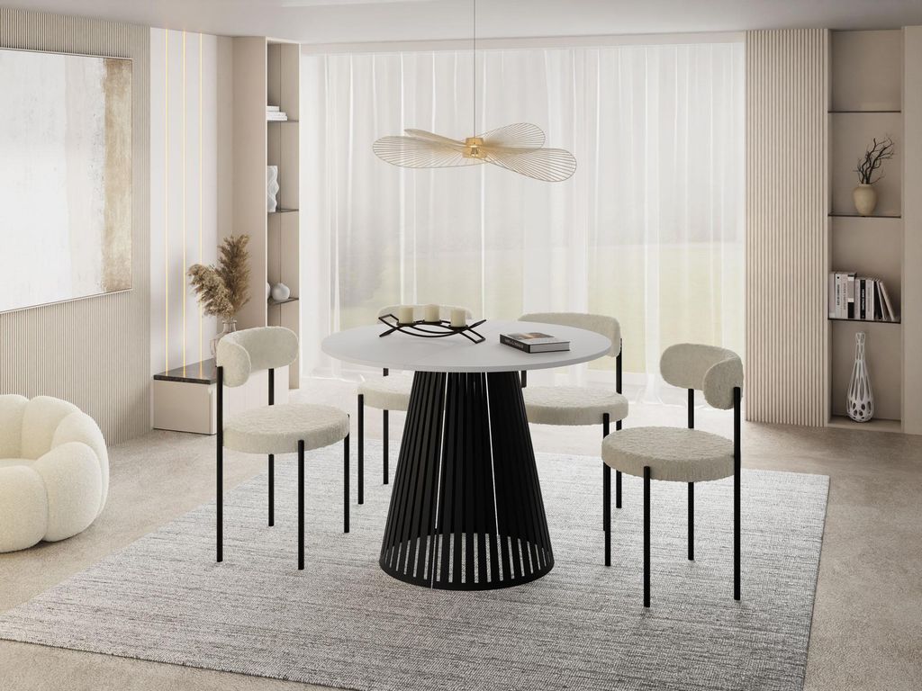 Esstisch Rund Ausziehbar mit Lamellen im Loft-Stil – 120 Produktbild 
